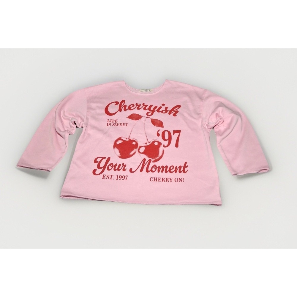 Wound Up Pink Cherryish Your Moment Graphic Sweatshirt Womens Large LS42507FP
